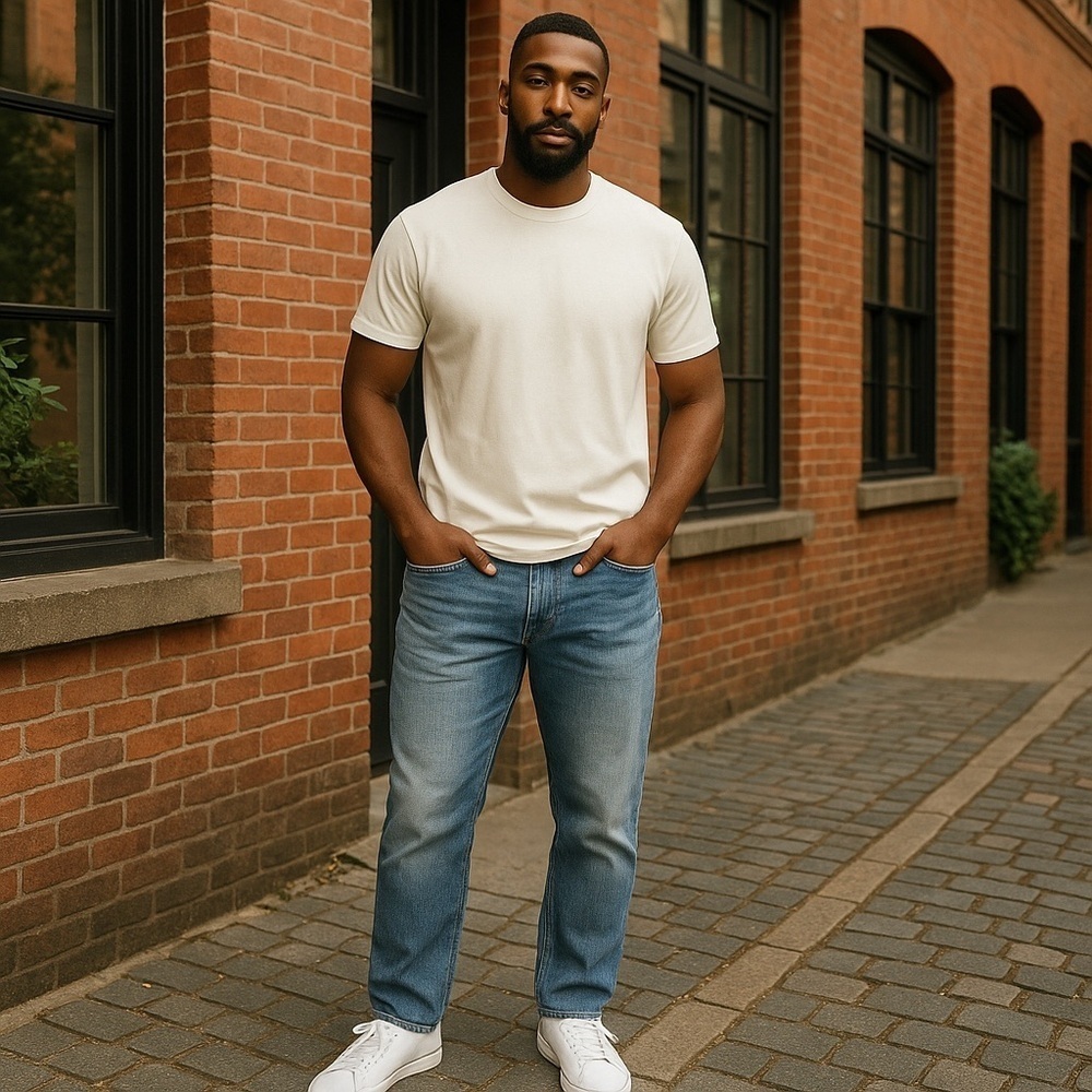 Wrangler Blue Straight Jeans Classic Style - Picture 1 of 6